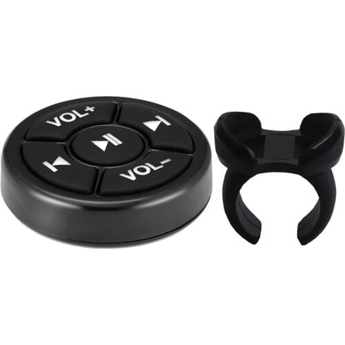 Black Bluetooth Media Button Remote Controller Car Motorcycle Bike Steering Wheel MP3 Music Play For IOS Android Phone Tablet