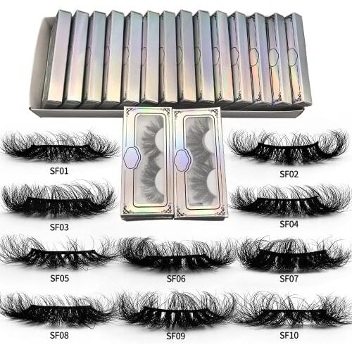 Rainsin Lashes Wholesale Fluffy Mink Hair Eyelashes Pack 25mm Wispy Mink Lashes Bulk With Packaging Messy Mink Lashes Set