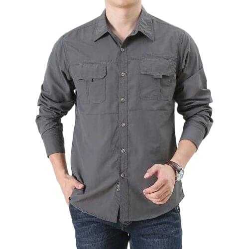Spring Autumn Military Style Shirts Men Casual Outdoor Cotton Long Sleeve Shirt Loose Baggy Tops Man Clothes