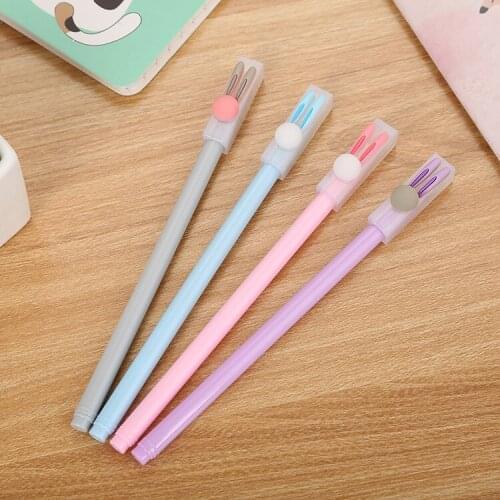 20 pcs Creative stationery pen cap rabbit gel pen cute fresh candy color student office pen wholesale canetas atacado