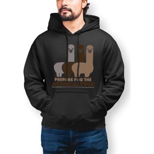 Alpaca Hoodie Stylish Long Length Cotton Hoodies Mens Winter Loose Pullover Hoodie Over Size