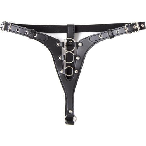 Fetish Toy Adult Sex Flirt Game Women Chastity Gstring Lingerie Adjustable Easy Strap-on Harness Leather Briefs Metal Ring