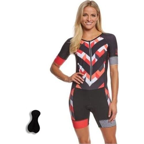 Cycling Triathlon Suit, Women Skinsuit One Piece Bike Jumpsuit Bodysuit Summer Short Sleeve Trajes Ciclismo Triathlon Jumpsuit