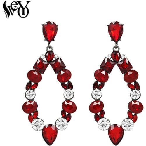 VEYO Round Crystal Drop Earrings For Woman Long Earring Luxury Earring Classic High Quality Brincos Pendientes