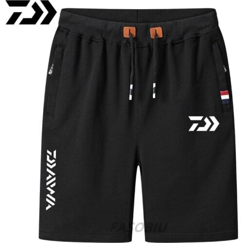 Daiwa Breathable Fishing Shorts for Men Multi-pocket Quick Dry Fishing Clothes Long Shorts Fishing Pants Elastic Waist Summer