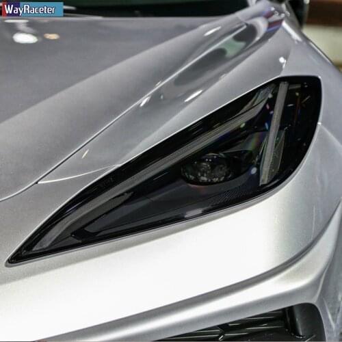 2 Pcs Car Headlight Protective Film Vinyl Transparent Black TPU Sticker For Chevrolet Corvette C7 C8 2014-Present Accessories
