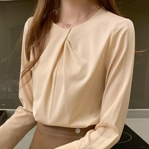 Autumn Long Sleeve Women Shirts Blouse Women Blusas Mujer De Moda 2021 O-Neck Chiffon Blouse Shirt Tops Women Blouses Blusa D619