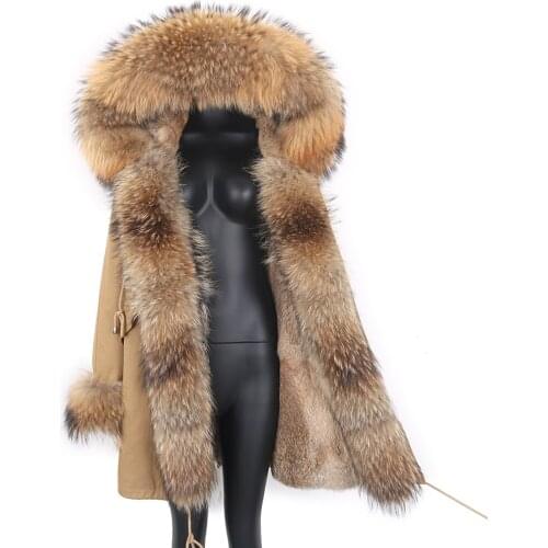 2021 Winter New Real Fur Coat Women Long Fur Jacket Woman Oversized Waterproof Parka Windbreaker Natural Rex Rabbit Fur Liner