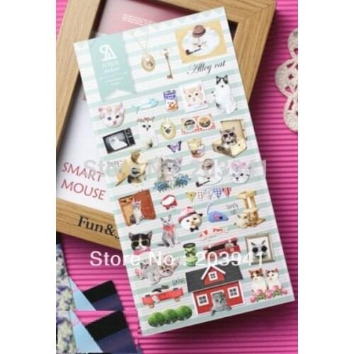 1sheets/lot Korea fashion Cute cat life DIY Multifunction decoration pvc stickers quality sticker