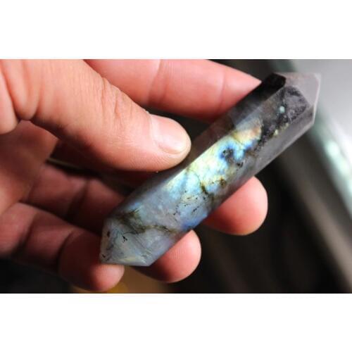1pcs Natural labradorite glare DT wand crystal point quartz Massage Stick to Healing