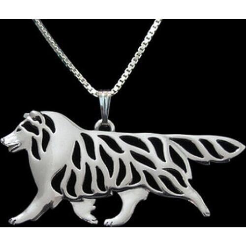1PCS cartoon Boho Chic Alloy Shetland Sheep dog necklace Border Collie pendant jewelry golden colors plated