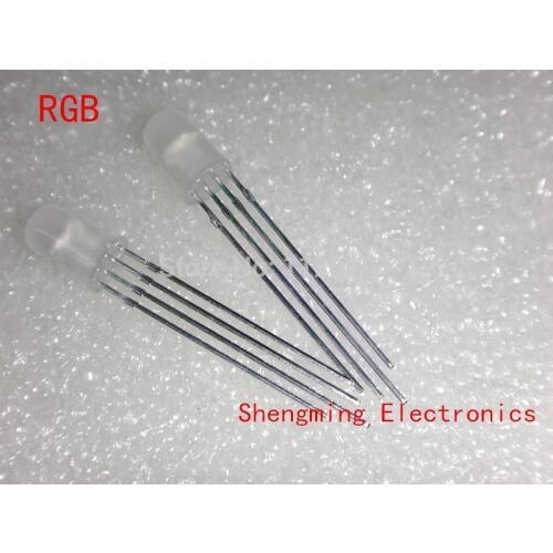 100pcs 5mm 4pins RGB LED Common anode Tri-Color Emitting Diodes Diffused