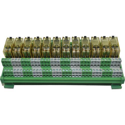 12 Channel DPDT DIN Rail Mount IDEC RJ2S 24V Interface Relay Module