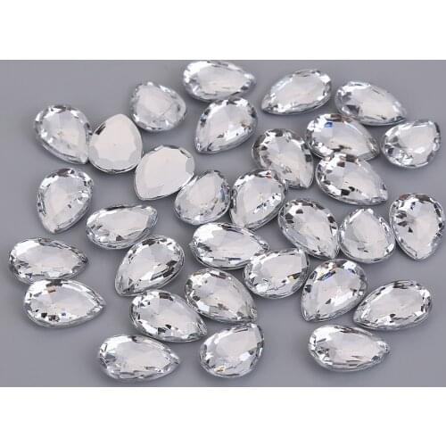 13*18mm Pointback Drop Glitter Crystal AB Rhinestone Acrylic Crystal for Diy Gem jewelry making beads