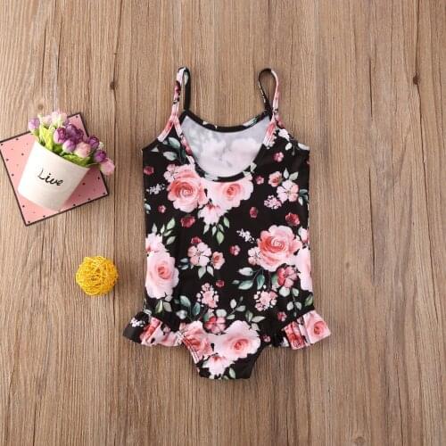 2021 Kids Baby Girl Swimsuit Swimwear Summer Floral Ruffles Bikini Bodysuit Summer Bathing Suit Monkini Beachwear 6M-4Y