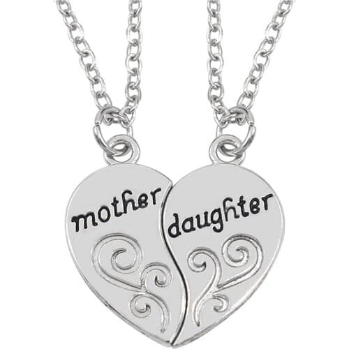 2021 Popular Mother And Daughter Love Heart Letters Necklace Creative Stitching Pendant Necklace Jewelry For Mothers Day Gifts
