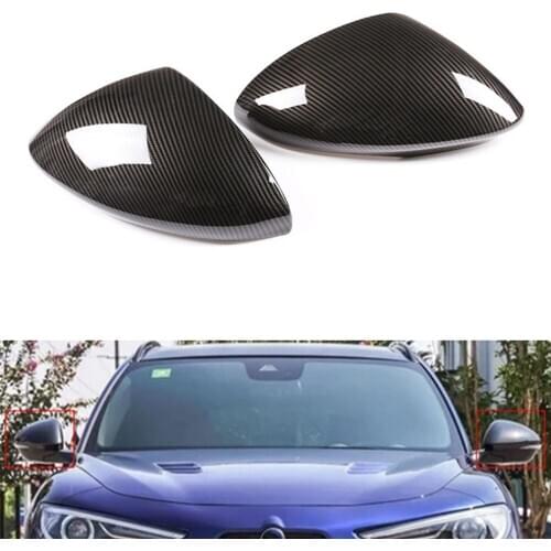 2pcs Car Rearview Mirror Cover Trim Moldings For Alfa Romeo Stelvio 2017 2018 2019 2020 Exterior Car Styling