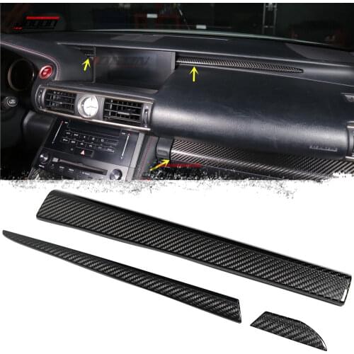 3pcs Real Carbon Car Interior Console Dashboard Glove Box Console Dashboard Panel Trim For lexus RC RC300 IS IS250 IS300