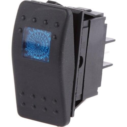 4-Pin Waterproof 12V 20A Bar Rocker Toggle Switch LED Light Car Boat Blue