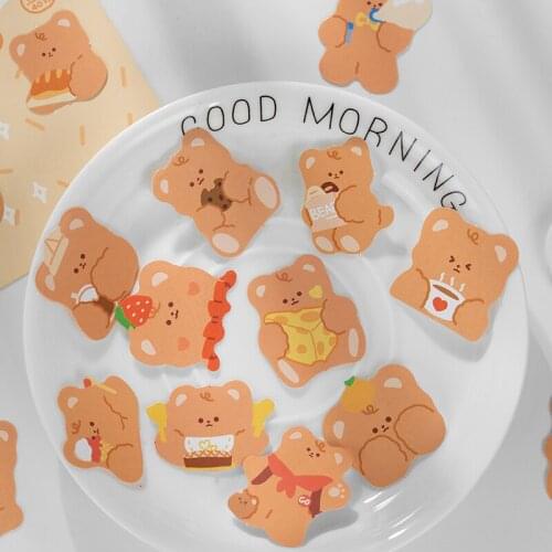 40 Sheets Cartoon Bear Sticker Kids Decorative Journal Scrapbooking Planner Label Stickers Aesthetic Cute Kawaii Stationery