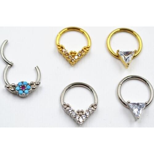 50pcs/Lot Nose Seamless Hinged Segment Ring Septum Clicker Cartilage Nose/Lip Ear Diath Helix Hoop Rings 16GX10MM NEW Mix