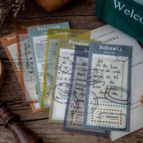 50pcs Stamp label frame Material Paper Junk Journal Planner Craft Paper Scrapbooking Vintage Decorative DIY Craft Photo Albums