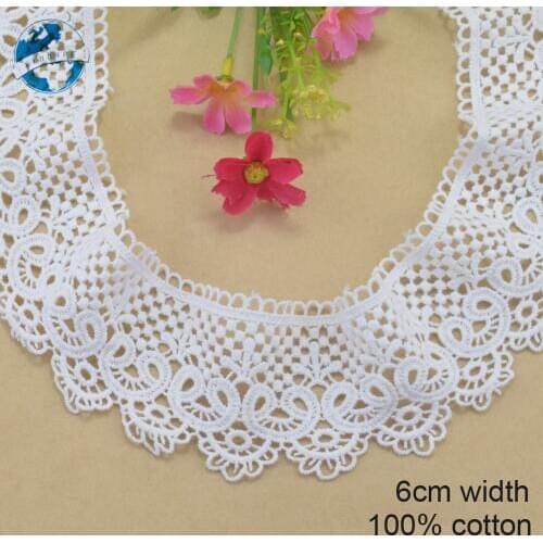 6cm white 100% cotton embroidery lace french lace ribbon fabric guipure diy trims warp knitting sewing Accessories#4061