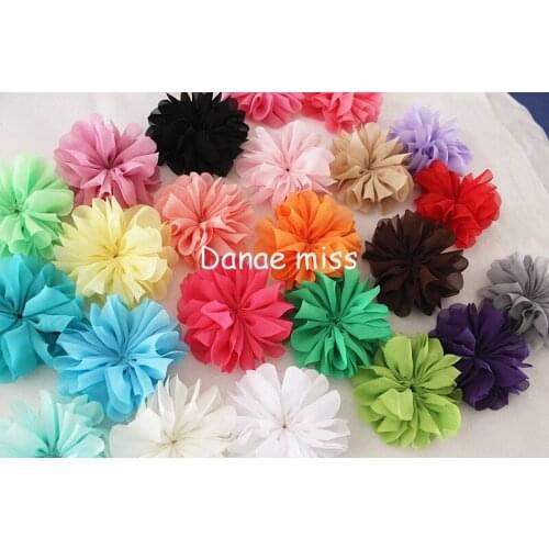 9cm Ballerina Flowers Chiffon Flowers,Fabric Flowers For Headbands,Kids Hair Accessories Unfinished 23colors