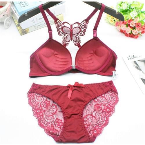 WeseeLove bra for women Wire free Beauty Back Brassiere set Beauty Back Plus Size Bra Front Closure Bras set bra and panty set