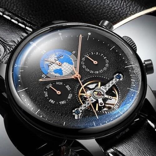 Mens Trend Watch Sports Fashion Leisure Automatic Mechanical Tourbillon Mens Watch Luminous Waterproof Top Brand AILANG 8613B