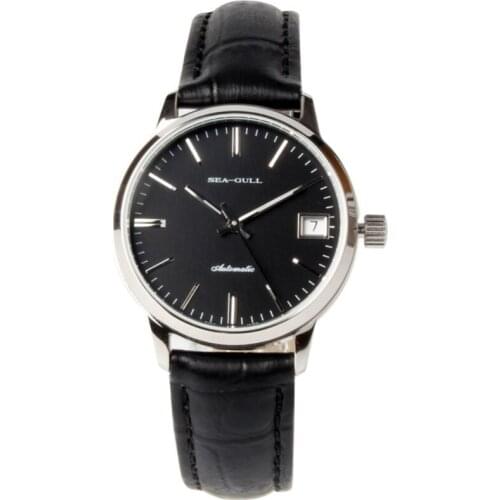 Seagull Genuine Leather Band 3 Hands Black Dial Exhibition Back Automatic Womens Watch Sea-gull D101L relogio feminino