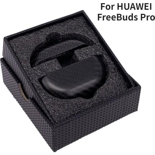 Real Carbon Fiber Case for HUAWEI FreeBuds Pro Wireless Bluetooth Headphone Protective Slim Cover for FreeBuds Pro Glossy Black