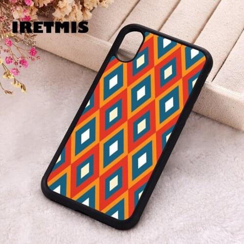 Iretmis 5 5S SE Phone Cover Case for iPhone 6 6S 7 8 Plus X Xs XR 11 12 Mini Pro Max Rubber Silicone Retro Geometric Pattern
