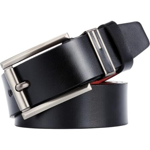 CKobj Cowhide Mens Premium Belt Mens Business Belt New Fashion Classic Retro Pin Buckle Leather Belt For Men