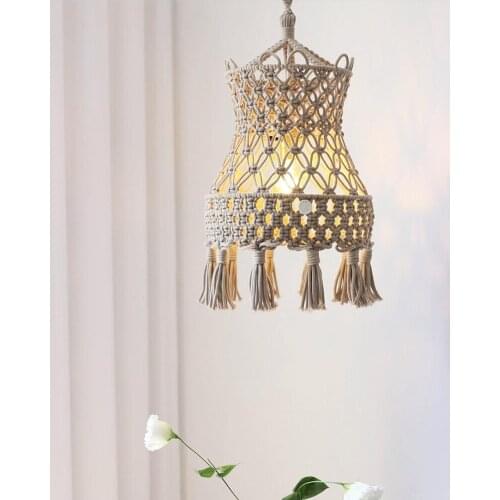 Home Wedding Table Lamp Decoration Tassel Lampshade Wall Hanging Bohemian Lights Cover Tapestry Rope Handmade Knitted Macrame