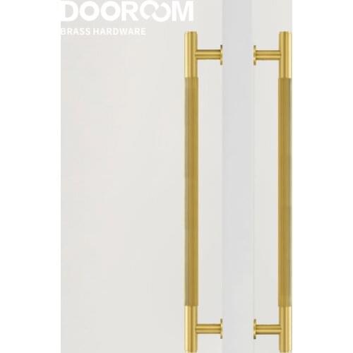 Dooroom Brass Striped Door Handles Double Door Wood Door Shower Room Single Side Double Side Matt Gold Black Pulls