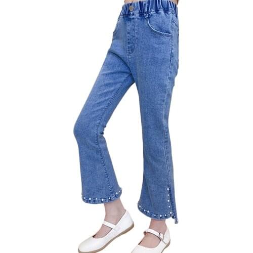 Jeans For Girl Pearls Girl Jeans Casual Style Kids Jeans Spring Autumn Childrens Clothing 6 8 10 12 14