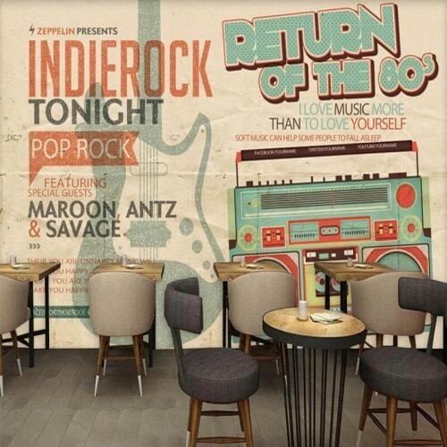 Photo wallpaper Europe the United States retro hand-painted radio bar coffee shop background wall mural wallpaper