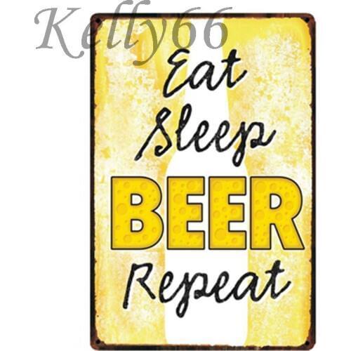 [ Kelly66 ] Eat BEER Vintage Metal Sign Tin Poster Home Decor Party Wall Art Painting 20*30 CM Size y-1401