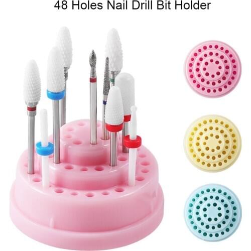 Nail Drill Bits Storage Box with Dust Cover Nail Drill Holder Shelf Organizer Container Milling Stand Cutter Case Manicure Tools