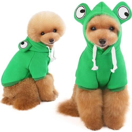 Frog Cosplay Costumes Soft Fleece Pet Sweater Clothes for Small Medium Dogs Cats Winter Chihuahua Classical Coat Sweatshirt