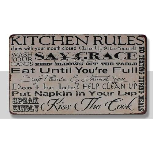 Metal Tin Sign Kitchen Rules Decor Bar Pub Home Vintage Retro Poster New Sales