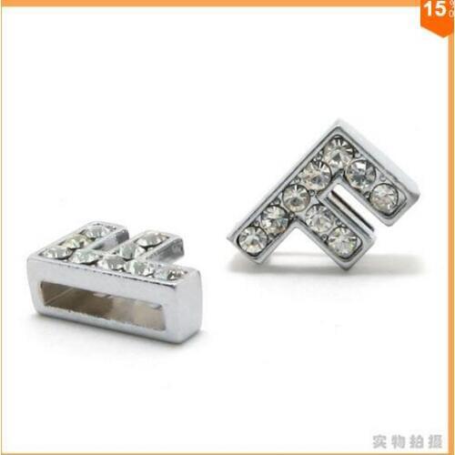 FASHIONAL! 8mm 50pcs *F* Slide letters Wear letters Fit Wristbands or Pet Collar DIY Accessories