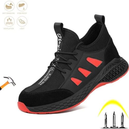 Fashion Mens Safety Shoes Indestructible Steel Toe Cap Boot Anti-smashing Non-slip Anti-piercing Breathable Comfort Sneakers