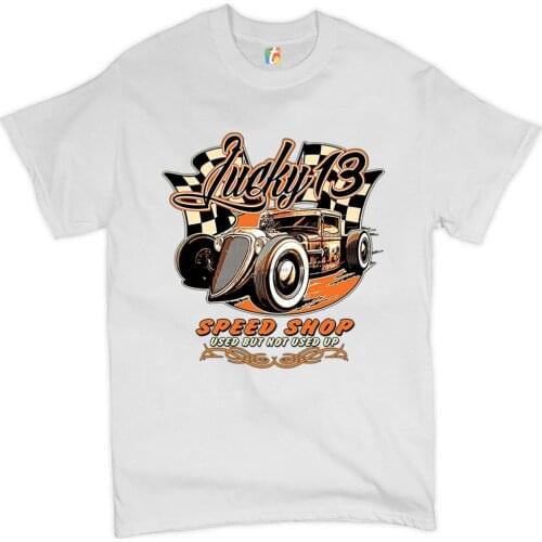 Lucky 13 Speed Shop T-Shirt Rat Rod Route 66 Mens Tee