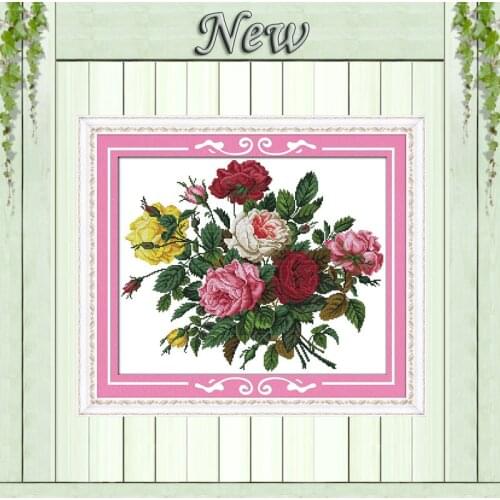 Beautiful rose Flower,counted printed on canvas DMC 11CT 14CT Cross Stitch kit,needlework embroidery Set,colorful flowers basket