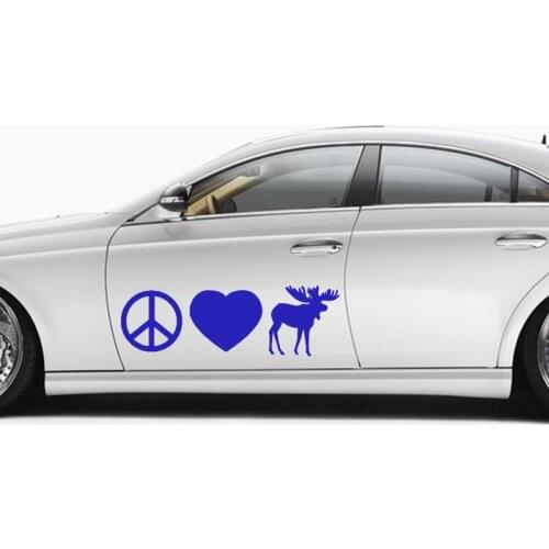 EmpireYing 3 Sizes 8 Colors Peace Love Moose Car Sticker Rare Wildlife Deer Window Bumper Motorcycles Styling Vinyl Decal Gifts