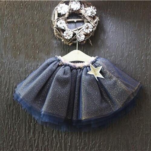 2016 summer new mesh yarn girl skirt shining star princess skirts suit 2-7T casaco menina
