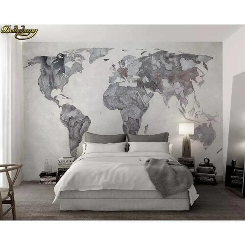 Beibehang Custom wallpaper mural new gray world map wild simple Nordic TV background wall papers home decor papel de parede 3d