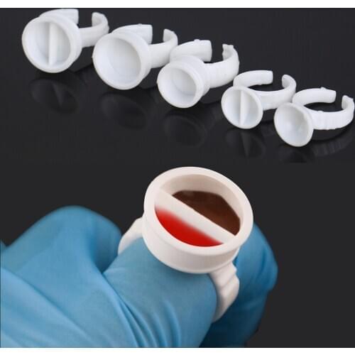 100PCS Disposable Eyelash Extend Ring Cup Permanent makeup Pigments Ink Ring Cups Set Tattoo Pigment Holder Cups